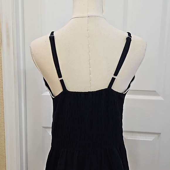 Leopards & Roses Asymmetrical Spaghetti Strap Black and Cream Dress Size  3 - Picture 4 of 10